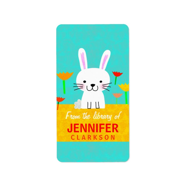 Etiqueta Libros de Bunny and Tulips (Frente)
