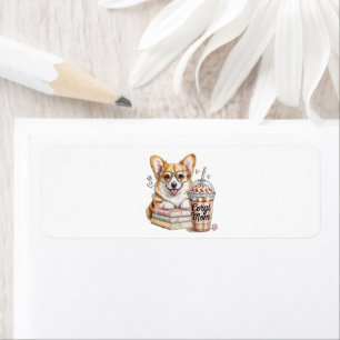 Etiqueta Libros de Corgis y café helado para perro