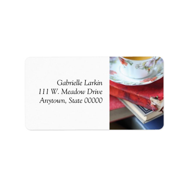 Etiqueta Libros de época con té (Frente)