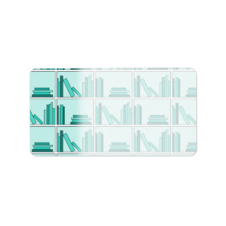Etiqueta Libros en Shelf. Diseño en Verde azulado y Aqua.