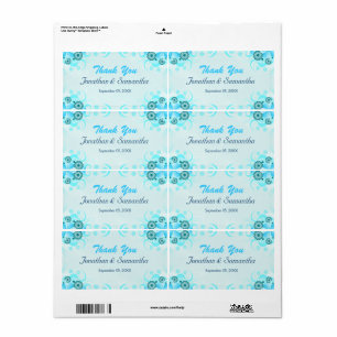 Etiqueta Light Aqua Blue Teal Floral Large Wedding Favor