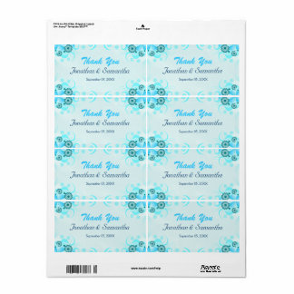 Etiqueta Light Aqua Blue Teal Floral Large Wedding Favor