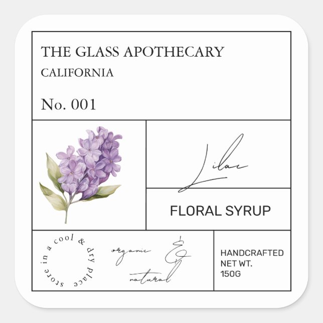 Etiqueta Lilac apotecular (Anverso)