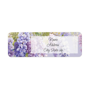 Etiqueta Lilac de lavanda morada acuarela floral glicina