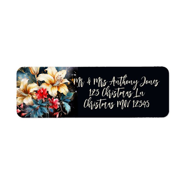 Etiqueta Lilies Floral Navidades (Frente)