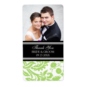 Etiqueta Lime Black Damask Photo Wedels