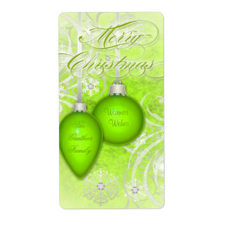 Etiqueta Lime Frosted Flourist Holiday Wine Label