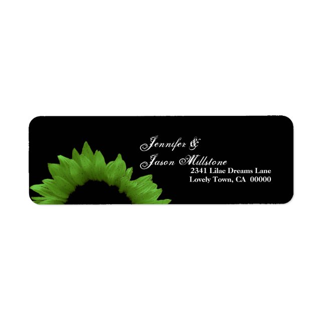 Etiqueta Lime Green Sunflower Boda (Frente)