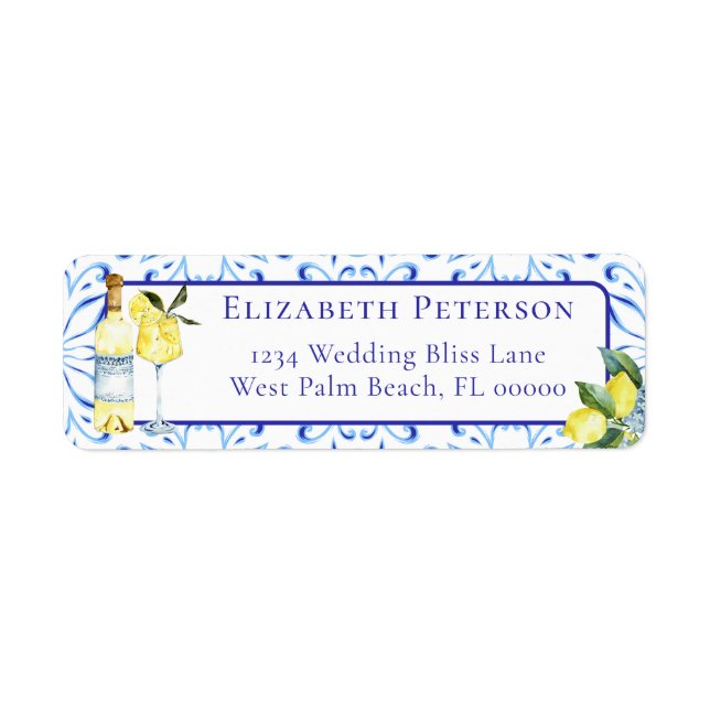 Etiqueta Limoncello Limones Cóctel Italiano Dirección de Re (Frente)