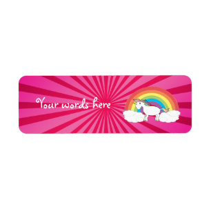 Etiqueta linda del unicornio del arco iris