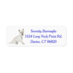 Etiqueta Lindo cachorro de la raza West Highland White Terr
