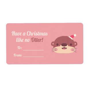 Etiqueta Lindo Ten una Navidad como ninguna nutria decoraci