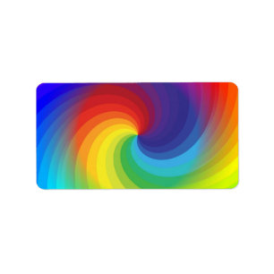 Etiqueta Lindo y colorido Tye Rainbow Swirl Art Pattern