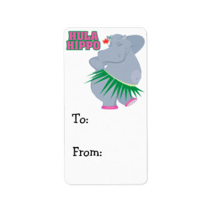 Etiqueta lindo y tonto luau hula hippo