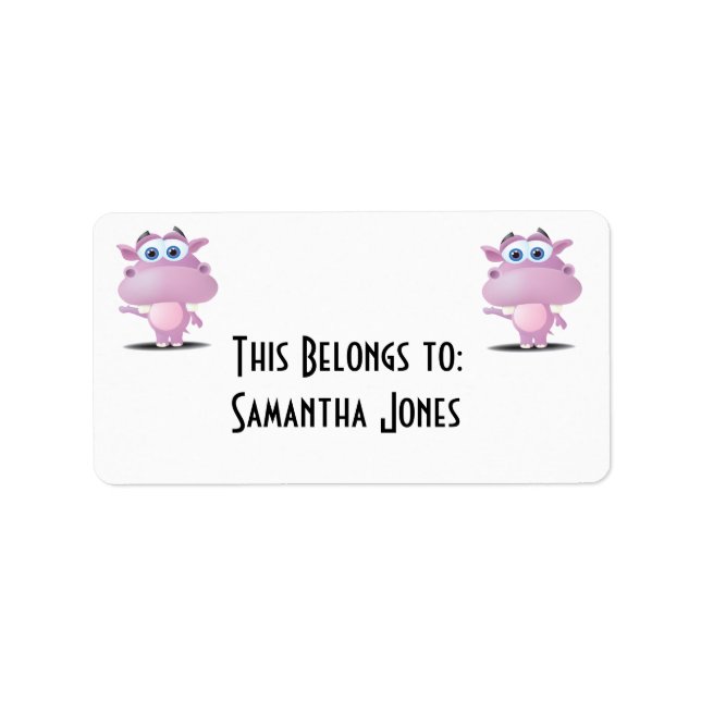 Etiqueta lindo y triste hippo (Frente)