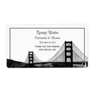 Etiqueta Línea aérea de San Fran Etched BW H Botella de agu