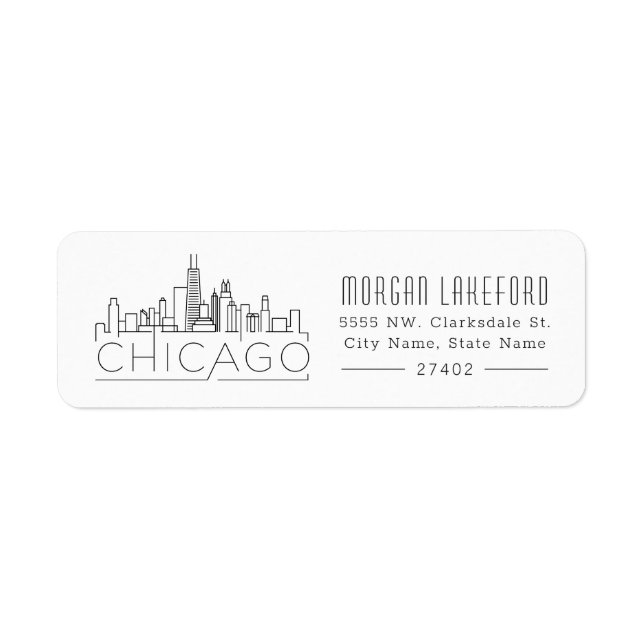 Etiqueta Línea aérea estilizada de Chicago | (Frente)