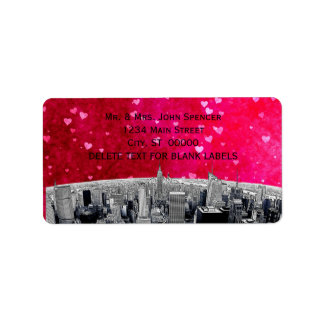 Etiqueta Línea de Skyline Etched NYC #2 Dirección H Rosa Re