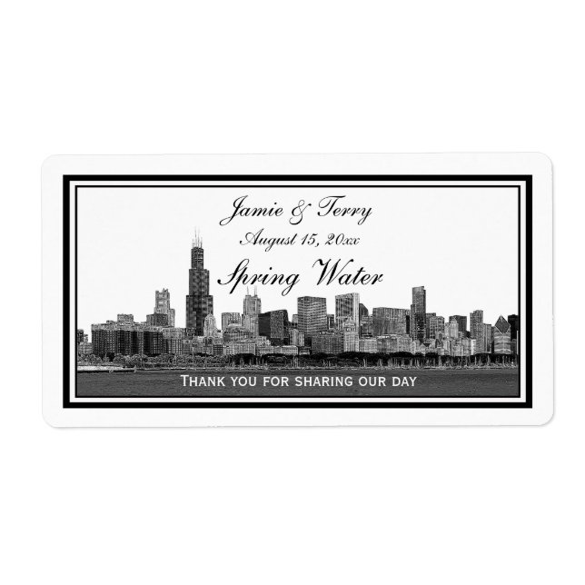 Etiqueta Línea Skyline Etched Framed H Botella de Agua (Frente)