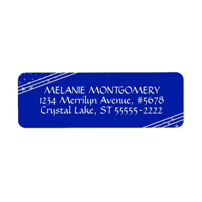 Etiqueta Líneas y estrellas | Azul real editable (Frente)