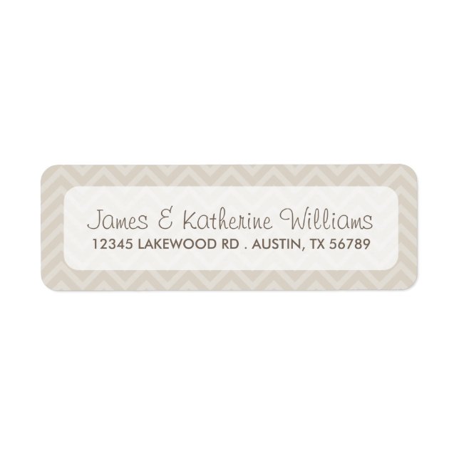 Etiqueta Linen Beige Chevron Stripes Boda moderno (Frente)