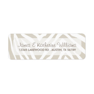 Etiqueta Linen Beige Zebra Animal Imprimir Boda moderno