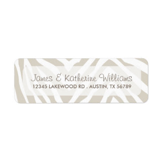 Etiqueta Linen Beige Zebra Animal Imprimir Boda moderno