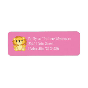 Etiqueta Lion Baby Shower Pink