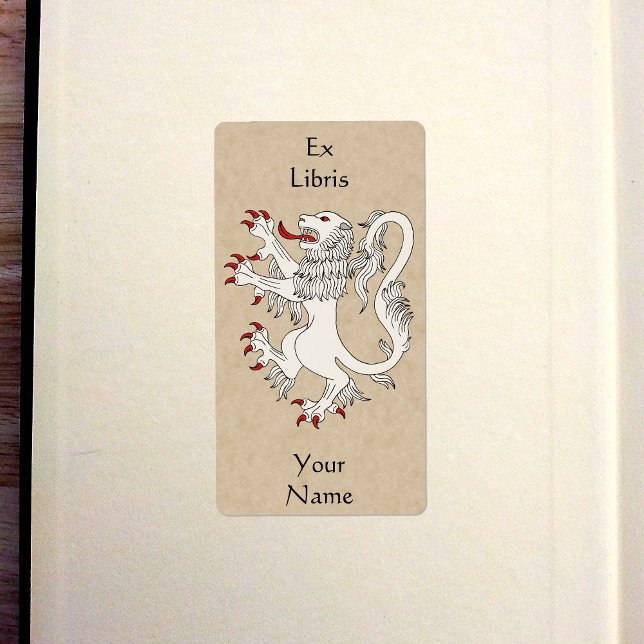 Etiqueta Lion Rampant Argent Bookplate (Lion Rampant Argent Bookplate in Old Book)