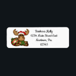 Etiqueta Little Christmas Moose<br><div class="desc">An Adorable Little Christmas Moose For This Return Address Label. You Just Add Your Information</div>