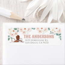 Little Cowgirl Western Floral Girl Return Address