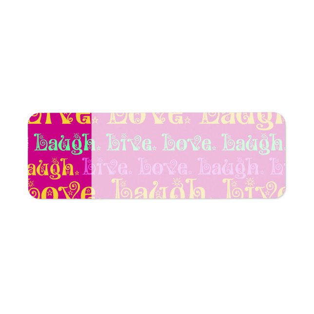 Etiqueta Live Laugh Love Palabras Motivadoras Hot Pink Fuch (Frente)