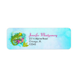 Etiqueta Lizard tropical con flores