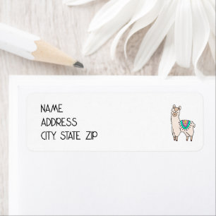Etiqueta llama alpaca de dibujos animados sonriendo feliz d