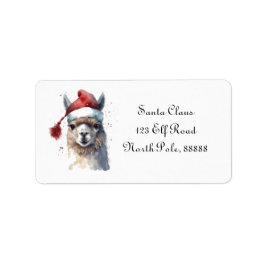 Etiqueta Llama de Navidad con sombrero de Santa con texto p