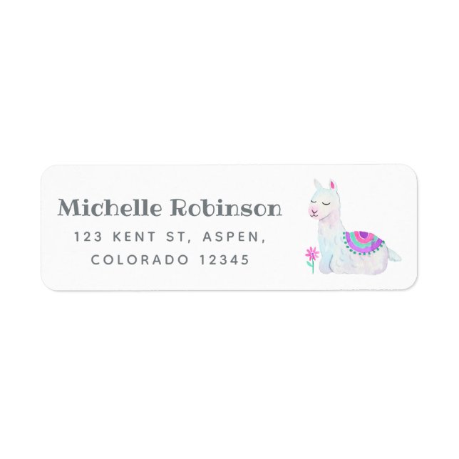 Etiqueta Llama Kids de acuarela (Frente)