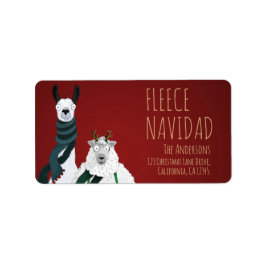 Etiqueta Llamativo Llama y Oveja Rojo Divertido ‘Fleece Nav