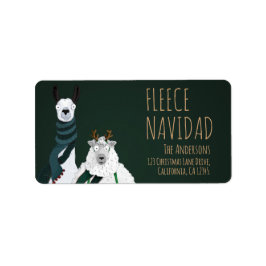 Etiqueta Llamativo Llamas y Ovejas Fleece Navidad Punny Div