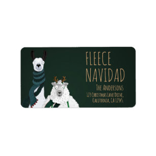 Etiqueta Llamativo Llamas y Ovejas Fleece Navidad Punny Div