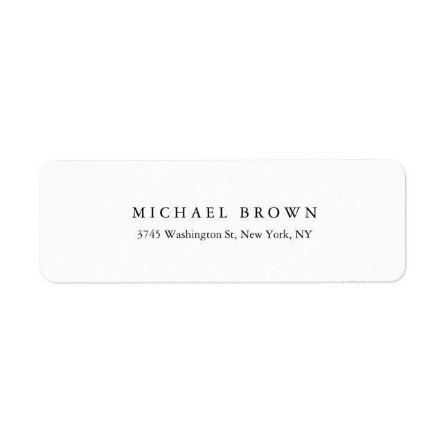 Etiqueta Llanura elegante clásica blanca negra (Frente)