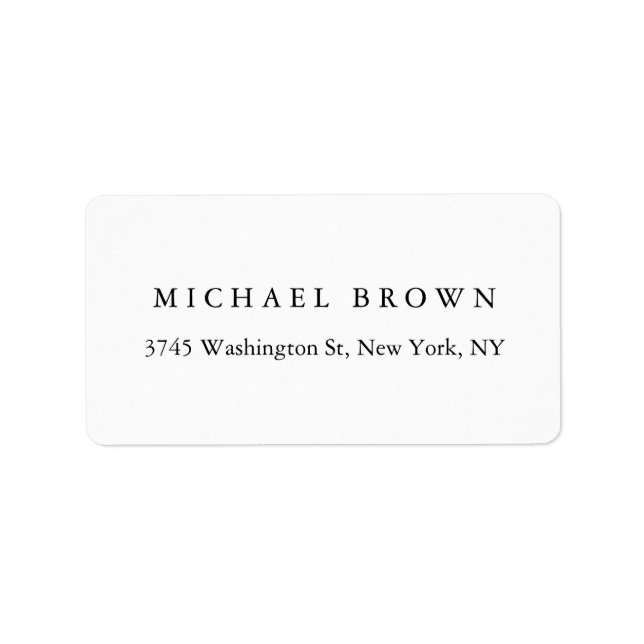 Etiqueta Llanura elegante clásica blanca negra (Frente)