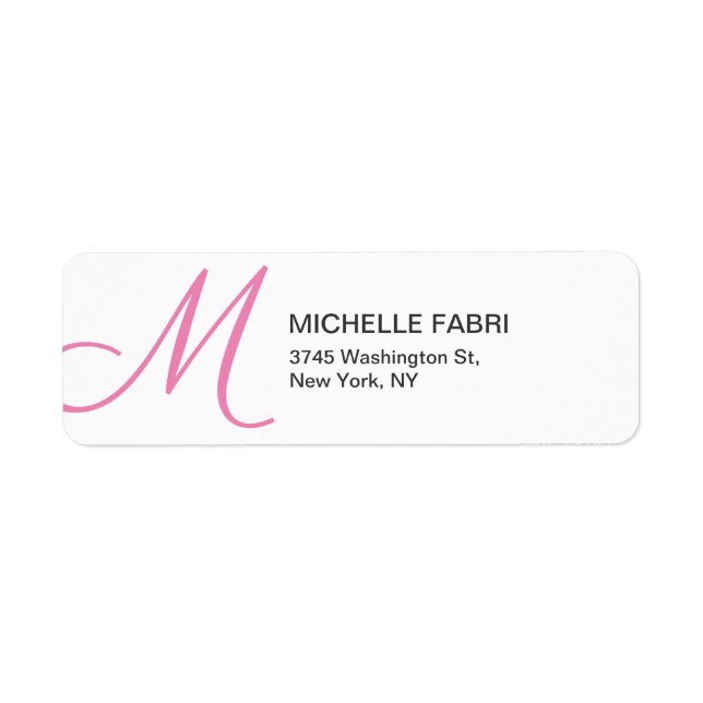 Etiqueta Llanura moderna de Monograma Blanco Pelin Feminine (Frente)