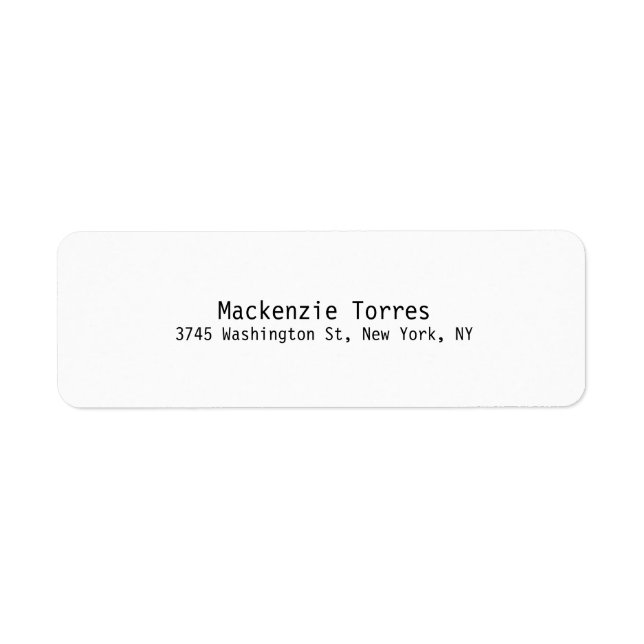 Etiqueta Llanura moderna única en blanco y negro (Frente)