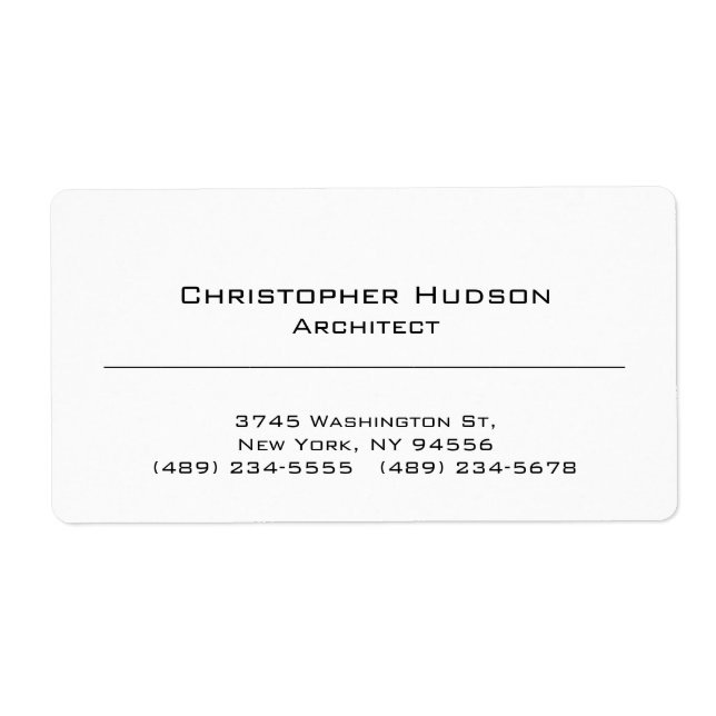 Etiqueta Llanura simple blanca negra (Frente)