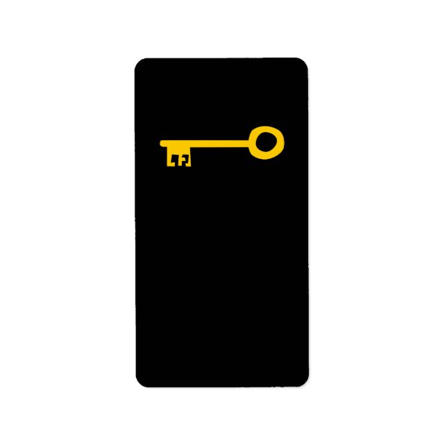 Etiqueta Llave de oro en negro. Personalizado (Frente)