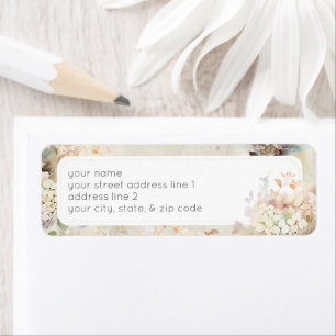 Etiqueta Lluvia de Boda Romántica Neutral Vintage Hortensia
