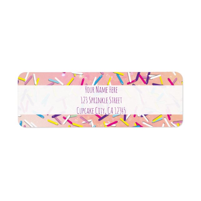 Etiqueta Lluvia Sprinkles Candy Land Sweets Fiesta (Frente)