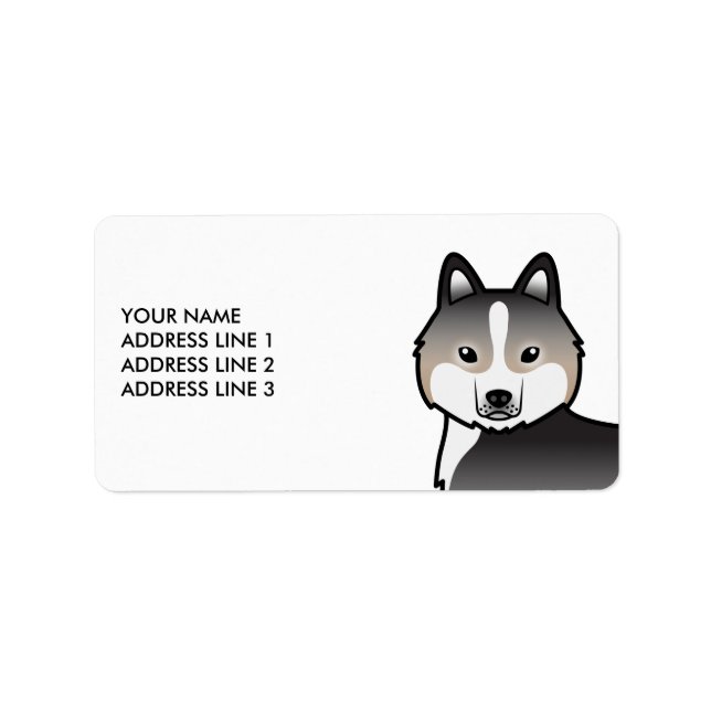 Etiqueta Lobo Claro Husky Siberiano Gris Perro & Texto Pers (Frente)