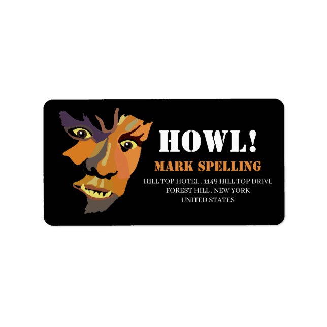 Etiqueta Lobo clásico de Halloween (Frente)