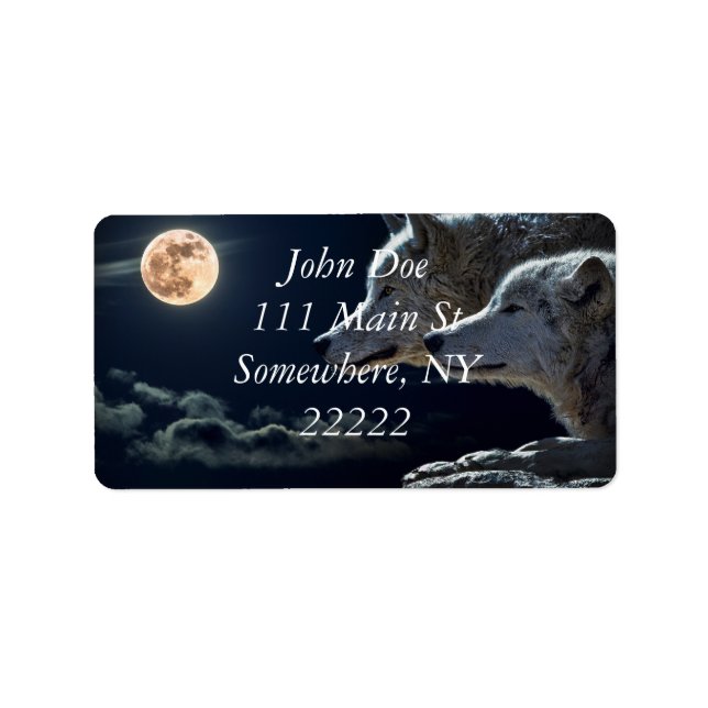 Etiqueta Lobos blancos en la luna llena (Frente)